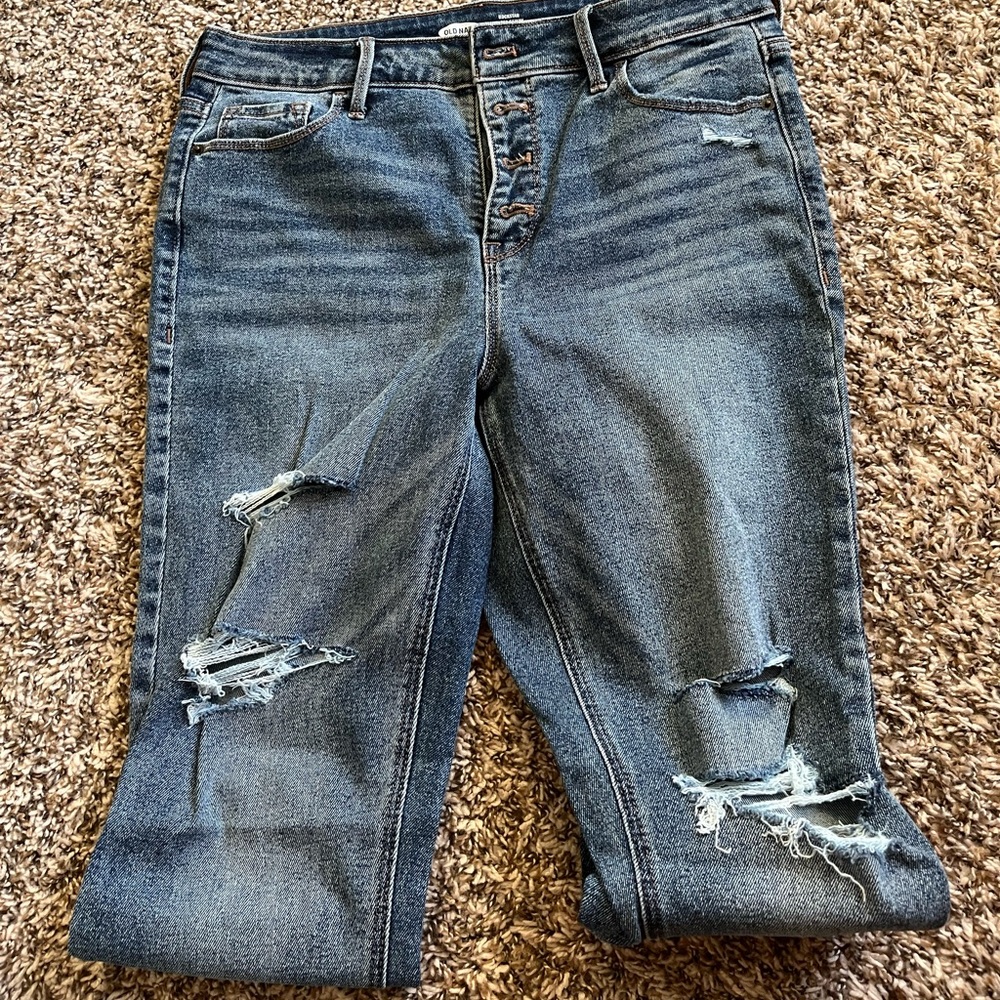 old navy dark wash ripped jeans